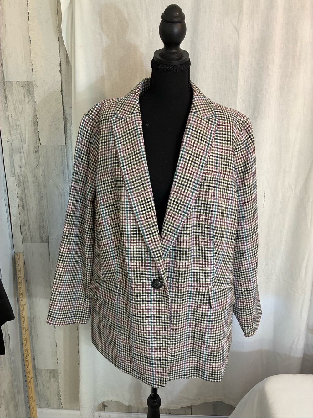 Talbots Multicolor Houndstooth Single-Button Blazer women’s plus size